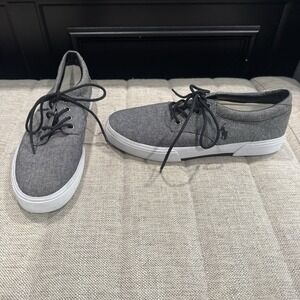 Polo Ralph Lauren Felton Mens‎ 9D Gray Canvas Shoes Sneakers Casual Lace Boat